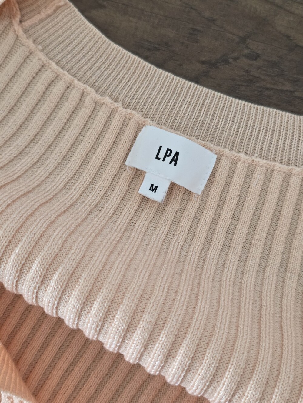 LPA Jersey Adina Cardigan, Medium, Cropped, Baby Pink, V-neck, Ribbed Cardigan - Picture 5 of 7
